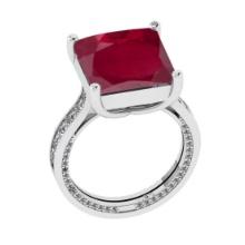 2.45 Ctw VS/SI1 Ruby and Diamond 14K White Gold Engagement Ring(ALL DIAMOND ARE LAB GROWN)