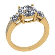 4.15 Ctw SI2/I1 Diamond Style Prong Set 18K Yellow Gold three stone Ring