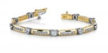 14K TWO TONE GOLD 3 CTW G-H VS2/SI1 CLASSIC CHANNEL FRAME BRACELET LAB-GROWN DIAMOND