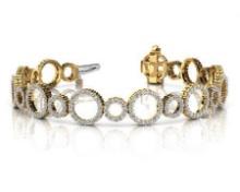 14KT YELLOW GOLD 4 CTW G-H VS2/SI1 ALTERNATING CIRCLE LINK BRACELET LAB-GROWN DIAMOND