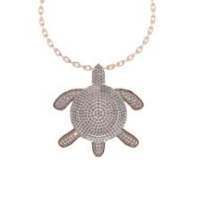 3.55 Ctw VS/SI1 Diamond 14K Rose Gold Lucky turtle Necklace (ALL LAB GROWN ARE DIAMOND)