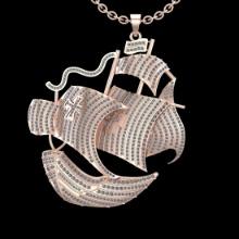 5.14 Ctw VS/SI1 Diamond Prong Set 18K Rose Gold Ship Necklace (ALL DIAMOND ARE LAB GROWN )