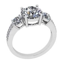 4.15 Ctw SI2/I1 Diamond Style Prong Set 18K White Gold three stone Ring