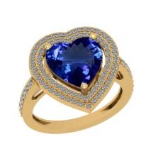 5.07 Ctw VS/SI1 Tanzanite And Diamond 18k Yellow Gold Engagement Halo Ring