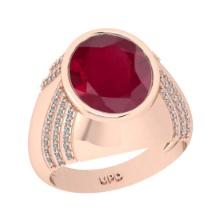 5.15 Ctw VS/SI1 Ruby And Diamond 14K Rose Gold Engagement Ring