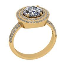 3.04 Ctw SI2/I1 Diamond Style Prong Set 18K Yellow Gold Engagement Halo Ring