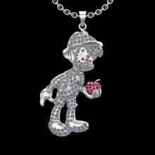 4.96 Ctw VS/SI1 Ruby and Diamond Style Prong Set 14K White Gold Hip Hop theme Necklace (ALL DIAMOND