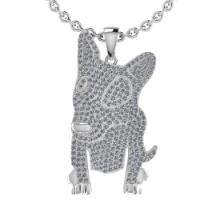 1.73 Ctw SI2/SI1 Diamond Style Prong Set 18K White Gold chinese year of the Dog Necklace (ALL DIAMON