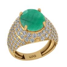 6.72 Ctw VS/SI1 Emerald And Diamond 14K Yellow Gold Engagement Ring