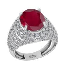 6.72 Ctw VS/SI1 Ruby And Diamond 14K White Gold Engagement Ring
