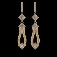 1.56 Ctw VS/SI1 Diamond 10K Yellow Gold Dangling Earrings