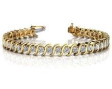 14K YELLOW GOLD 1 CTW G-H I1/I2 CLASSIC S SHAPED TENNIS BRACELET LAB-GROWN DIAMOND