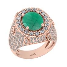 7.00 Ctw VS/SI1 Emerald And Diamond 14K Rose Gold Engagement Ring