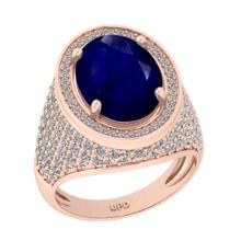 7.50 Ctw VS/SI1 Blue Sapphire And Diamond 14K Rose Gold Engagement Ring