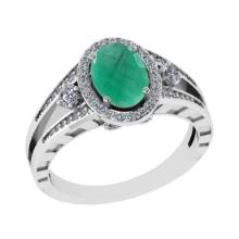 1.61 Ctw VS/SI1 Emerald and Diamond 14k White Gold Engagement Halo Ring (LAB GROWN)