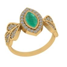 0.83 Ctw VS/SI1 Emerald and Diamond14K Yellow Gold Engagement Ring