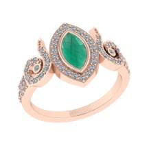 0.93 Ctw VS/SI1 Emerald and Diamond14K Rose Gold Engagement Ring