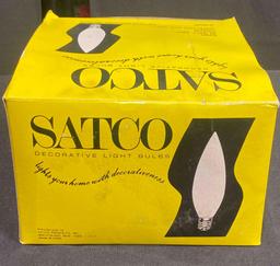 Box of SATCO DECORATIVE LIGHT BULBS