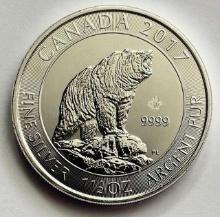 2017 Canada Wildlife Grizzly Bear 1 1/2 ozt .9999 Fine Silver $8 Coin