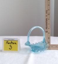Fenton 90th Anniversary Aqua Blue Carnival Glass Basket With Rope Handle Signed