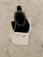 Black Onyx Ring Size 9 German Silver