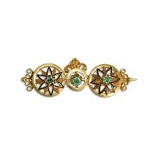 18k Gold Victorian Emerald Women's Pin