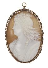 10k Gold Antique Carved Shell Cameo of Classic