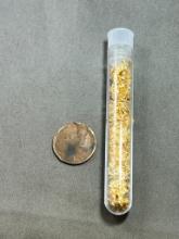 Vial of Gold Flake, Wheat cent for size reference and not included, sells times the money
