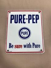 Pure-Pep Gas Pump Plate, approx 10 x 12 inches, Single Side porcelain