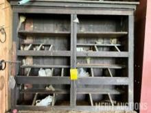 Vintage storage cabinet & contents
