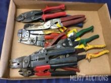 Tin snips, and wire crimping tools
