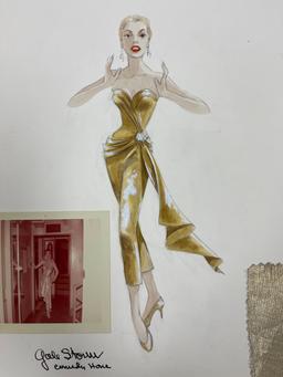 Vintage Sketch Art Costume Design Drawing Production By Bob Robert Carlton Size 11"x14"