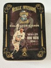 Babe Ruth Metallic Impressions Museum Collection 5 Metal Cards in Tin
