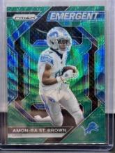 Amon-Ra St. Brown 2023 Panini Prizm Emergent Green Wave Prizm Insert Parallel #H-8