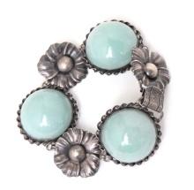 Sterling Silver Bracelet with Jade Stones