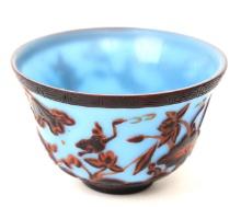 Lovely Chinese Peking Glass Bowl, Blue & Red