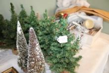 Holiday Tree Lot includes 2 vases and box of misc items