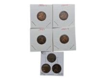 Lot of 7 Lincoln Wheat Cents Pennies - 1950-1958