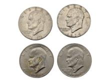 Lot of 4 Ike Dollars - 1971-1976 - 40% Silver