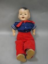 Antique Large Unmarked Composition & Soft Body Doll in Sailor Clothes