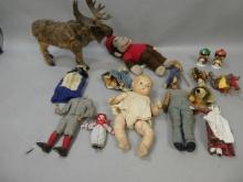 Lot Assorted Dolls & Plush Animals Navajo Indian Moose Curious George etc