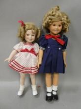Pair c1980's Shirley Temple Bisque Head Dolls Danbury Mint