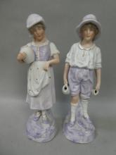 Pair Vintage Bisque Porcelain German Man & Woman Figurines