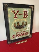 Y-B Havana Cigars Reverse Painted Glass Sign