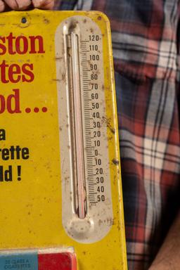 Vintage Winston Cigarettes Thermometer Tin Sign