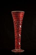 Stained Mosaic Glass Vase in Red