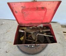 metal tool box with tools