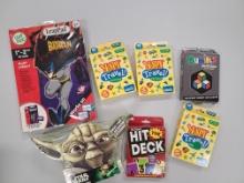 Mixed lot of family card games, Star Wars Valentines and Batman LeapPad book