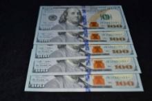(5) $100 Star Notes In Sequence