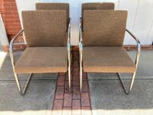 Vintage Chrome Upholdered Arm Chairs